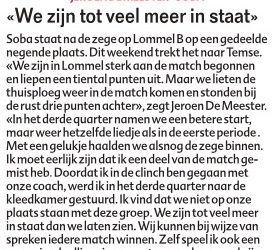 Soba in de krant, interview Jeroen De Meester