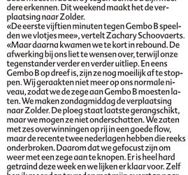 Soba in de krant, interview Zachary Schoovaerts (bron HLN)