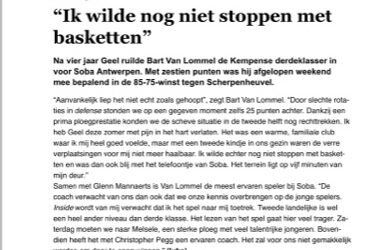 Soba in de krant, interview Bart Van Lommel